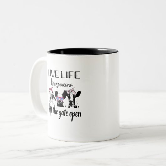 Leben wie jemand, der die Tor-Open-Farm hat Zweifarbige Tasse (Vorderseite Links)