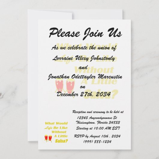 Leben wie ohne salsa gelben Text rot congas Einladung (Vorderseite)