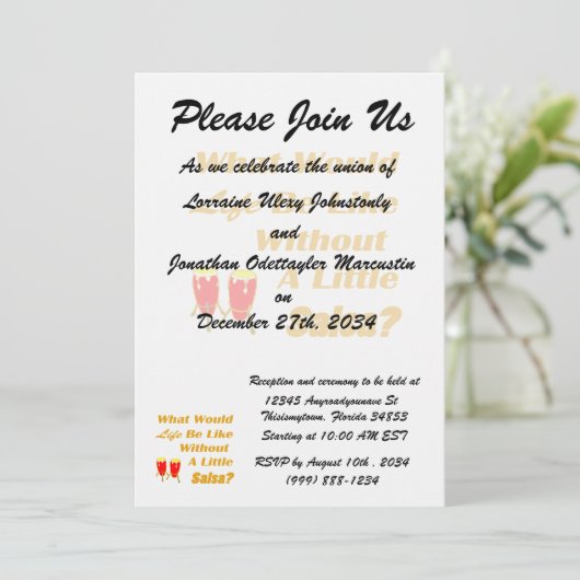 Leben wie ohne salsa orangefarbener Kongas Einladung (Stehend Vorderseite)