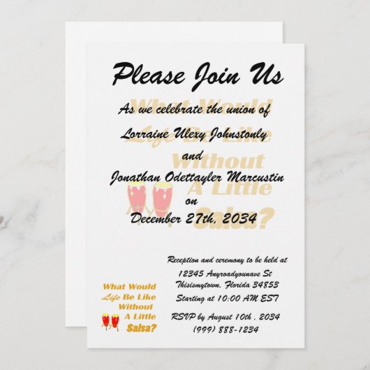 Leben wie ohne salsa orangefarbener Kongas Einladung (Vorne/Hinten)