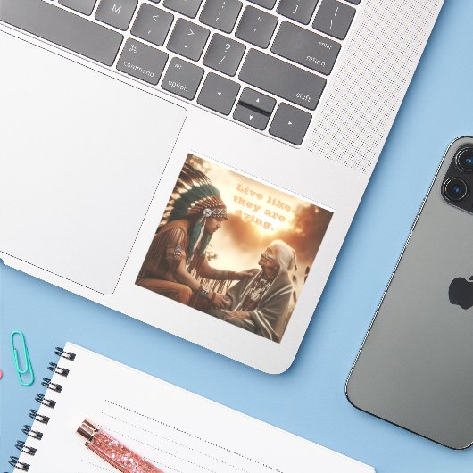 Leben, wie sie sterben aufkleber (Laptop mit iPhone)