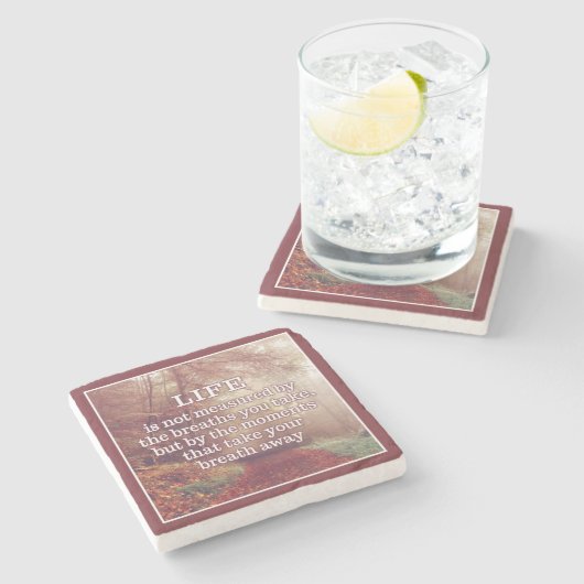 Leben-Zitatstein-Untersetzer Steinuntersetzer (Seitenansicht)