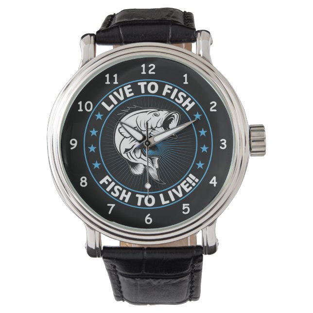 Leben zum Fischen, Fisch zum Leben Armbanduhr (Vorderseite)