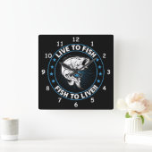 Leben zum Fischen, Fisch zum Leben Quadratische Wanduhr (Zuhause)