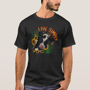 Lebend einfach Milchkühe Sonnenblumen Butterfly Wo T-Shirt
