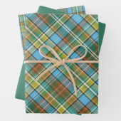 Lebend grün, gelb, gebrannt orange & blau Kariert Geschenkpapier Set (Beispiel)