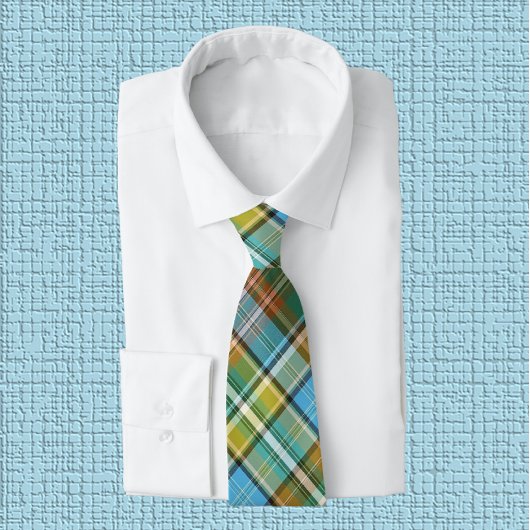 Lebend grün, gelb, gebrannt orange & blau Kariert Krawatte