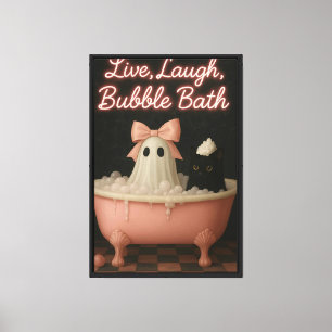Lebend, lachen, Blasen baden - Niedliche Katze und Leinwanddruck