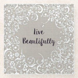 Lebend schön grau Linen-Look Vintag Glasuntersetzer