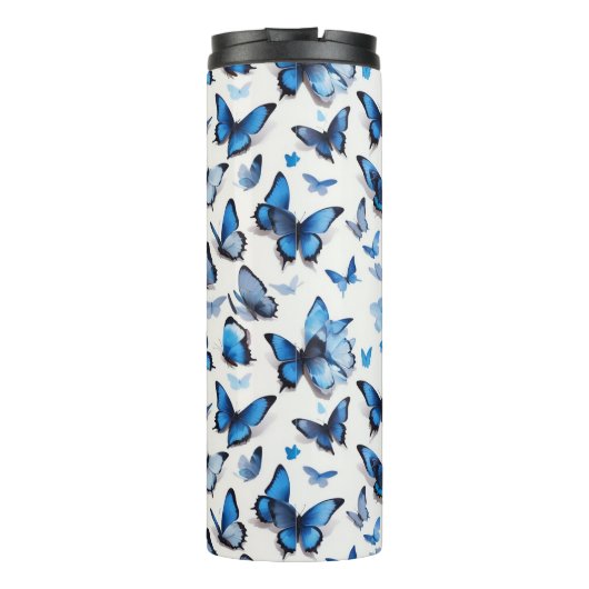 Lebende blaue Schmetterlinge Thermosbecher (Rückseite)