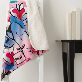 Lebende, blumenreiche Herzen und Blume, Monogramm Sherpadecke