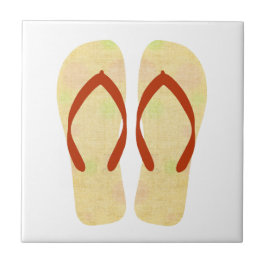 Lebende gelbe Flip Flops an der Küste Fliese