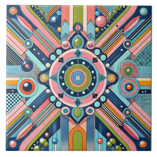 Lebende Gen Z Geometric Tile Fliese (Vorderseite)