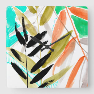 Lebende Grenzen II Quadratische Wanduhr