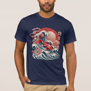 Lebende Koi-Fischwelle - japanischer Ukiyo-e-T - S T-Shirt