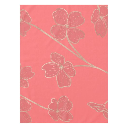 Lebende Koralle - Farbe des Jahres - mit Blumen Tischdecke (Vorderseite)