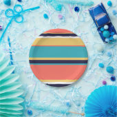 Lebende Korallen, blaue und gelbe Streifen Pappteller (Party)