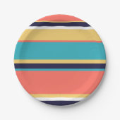 Lebende Korallen, blaue und gelbe Streifen Pappteller (Vorderseite)