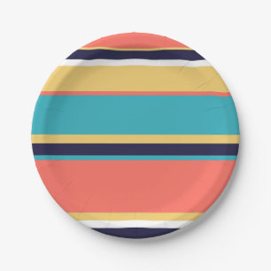 Lebende Korallen, blaue und gelbe Streifen Pappteller