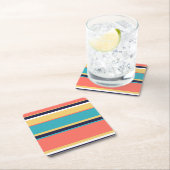 Lebende Korallen, blaue und gelbe Streifen Rechteckiger Pappuntersetzer (Vor Ort)