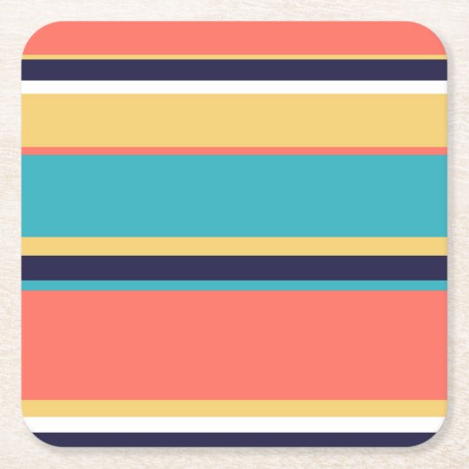Lebende Korallen, blaue und gelbe Streifen Rechteckiger Pappuntersetzer (Vorderseite)