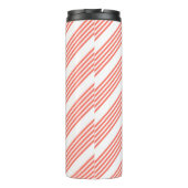 Lebende Korallen und weiße fünf Streifen Muster Thermosbecher (Rückseite)