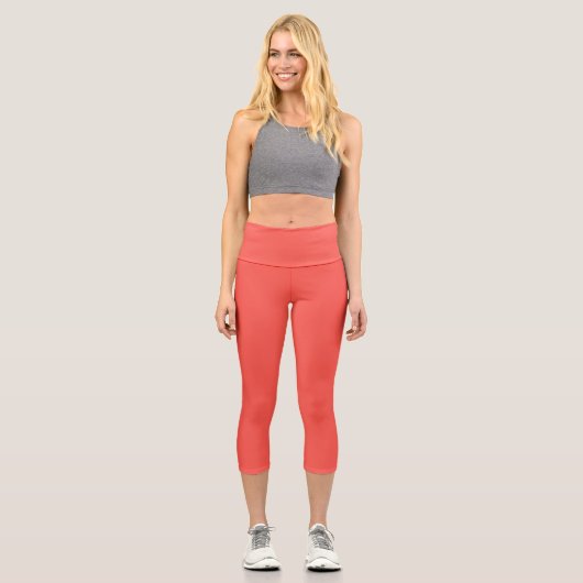 Lebende Korallenfarbe Capri Leggings (Vorderseite)