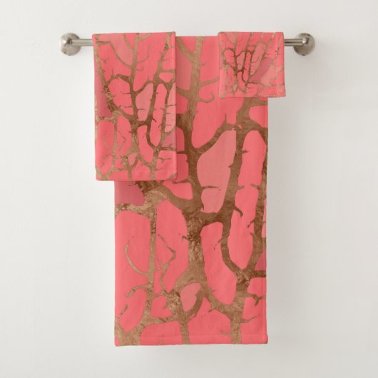 Lebende korallenrote Beschaffenheit Badhandtuch Set (Insitu)