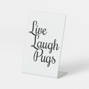 Lebende lachende Mops Magnet Sockelschild