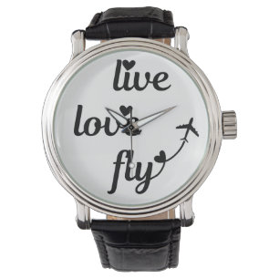 Lebende Liebe FlugTypografie & Herz, Flugzeug Armbanduhr