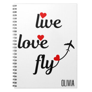 Lebende Liebe FlugTypografie & Herz, Flugzeug Notizblock