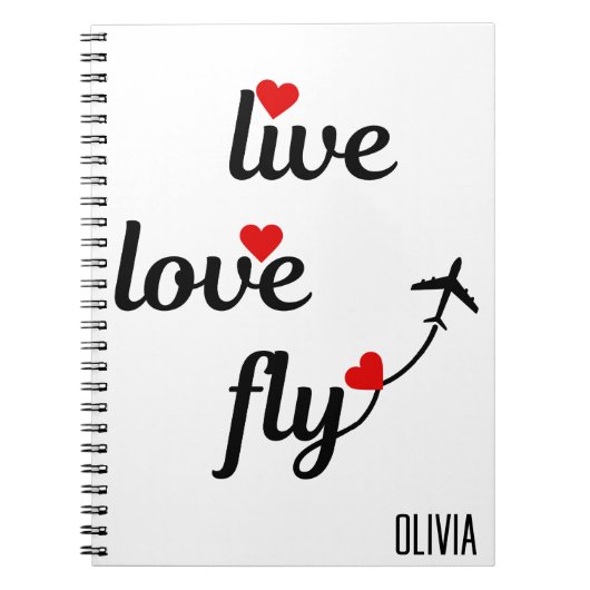 Lebende Liebe FlugTypografie & Herz, Flugzeug Notizblock (Vorderseite)