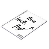 Lebende Liebe FlugTypografie & Herz, Flugzeug Notizblock (Linke Seite)