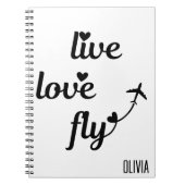 Lebende Liebe FlugTypografie & Herz, Flugzeug Notizblock (Vorderseite)