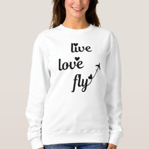 Lebende Liebe FlugTypografie & Herz, Flugzeug Sweatshirt