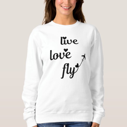 Lebende Liebe FlugTypografie & Herz, Flugzeug Sweatshirt (Vorderseite)