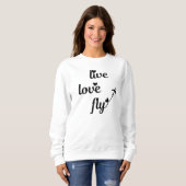 Lebende Liebe FlugTypografie & Herz, Flugzeug Sweatshirt (Vorne ganz)