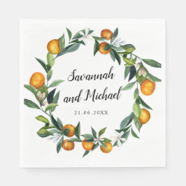 Lebende Mandarine Citrus Blossom Hochzeitmonogramm Serviette