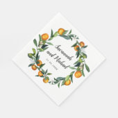 Lebende Mandarine Citrus Blossom Hochzeitmonogramm Serviette (Ecke)