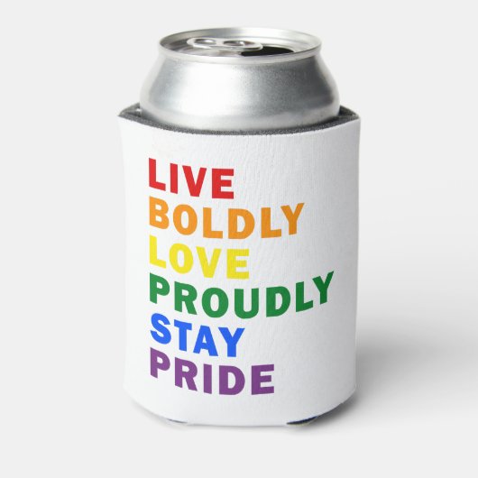 Lebende mutige Liebe Bleibe stolz Pride Drink Cool Dosenkühler (Kanne Rückseite)