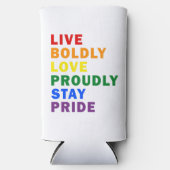 Lebende mutige Liebe Bleibe stolz Pride Drink Cool Selters Dosenkühler (Vorderseite)