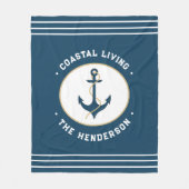 Lebende nautisch-Aquamarin-blaue Ankervorrichtung  Fleecedecke (Vorderseite)