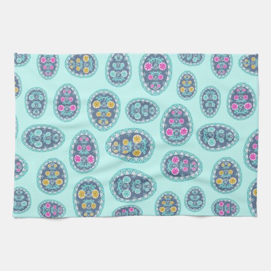 Lebende Pastelfarben Pysanka Geschirrtuch (Horizontal)