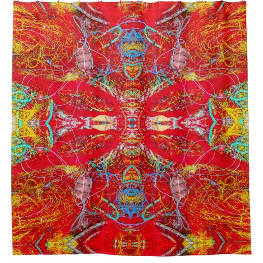 Lebende rote Fischernetze XL-Größe Duschvorhang (Vorderseite)