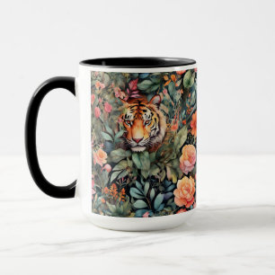 Lebende Tiger, Blume und Blattwerk Tasse