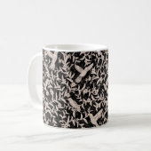 Lebende Vögel blättern whimsical anthrazit Kaffeetasse (Vorderseite Links)