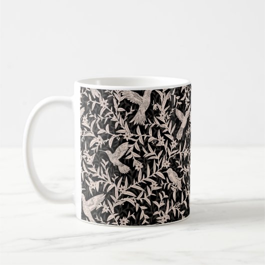 Lebende Vögel blättern whimsical anthrazit Kaffeetasse (Links)