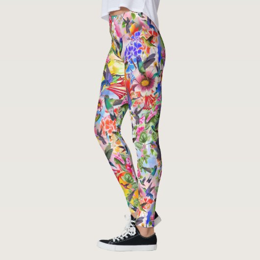 Lebende Vögel und Blume Leggings (Links)