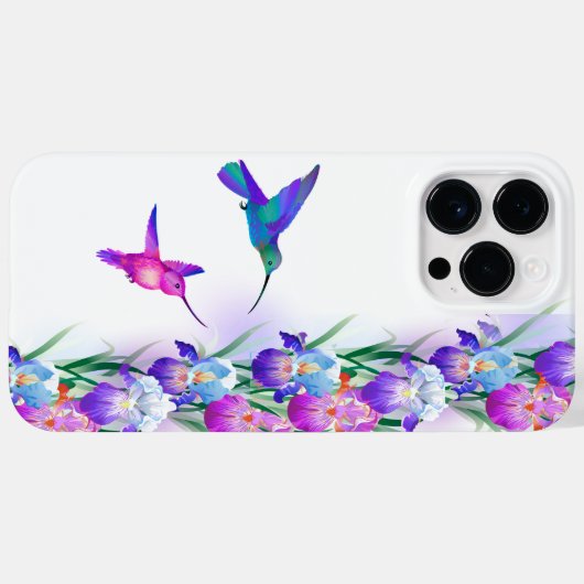 Lebende Vögel und Iris-Blume Case-Mate iPhone Hülle (Rückseite (Horizontal))