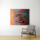 Lebende Vogelfedern Orange Türkis Südwestlich Wandteppich (Beispiel (Horizontal))